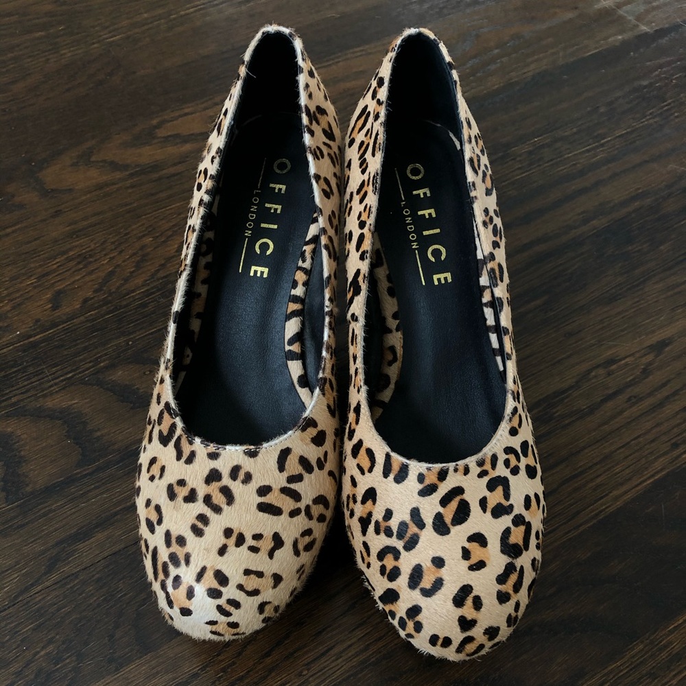 Office London cheetah print chunky platform heels